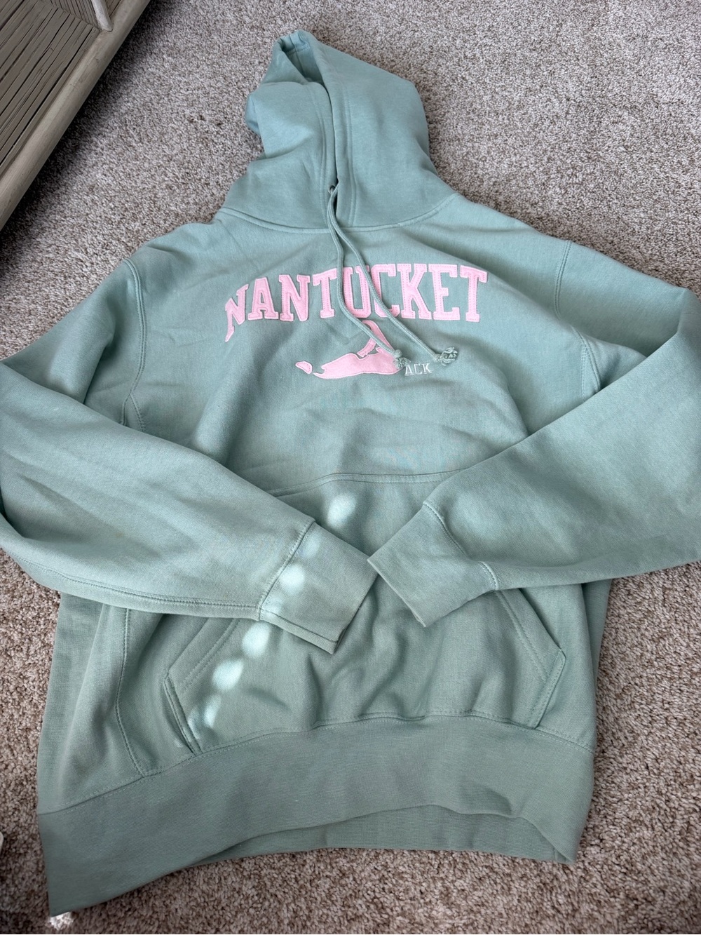 Nantucket Mint Green Pullover Hoodie with Pink Logo